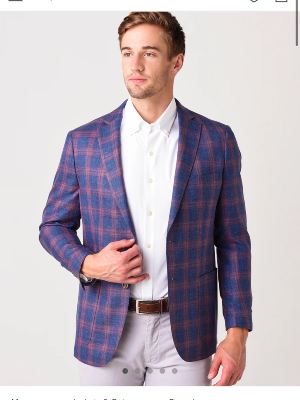 PETER MILLAR Crown Men's Classic Plaid Soft Jacket wool silk linen